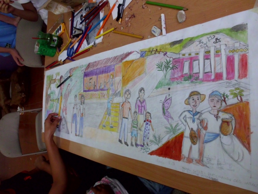 Boceto de Mural hecho por ni&ntilde;as, ni&ntilde;os y adolescentes, Estel&iacute;